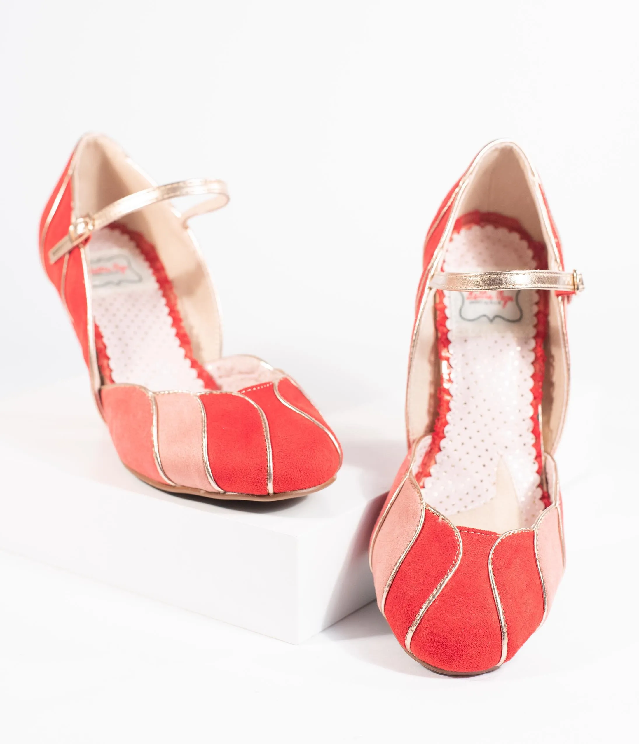 Bettie Page 1950s Red Suede Kathryn Heels