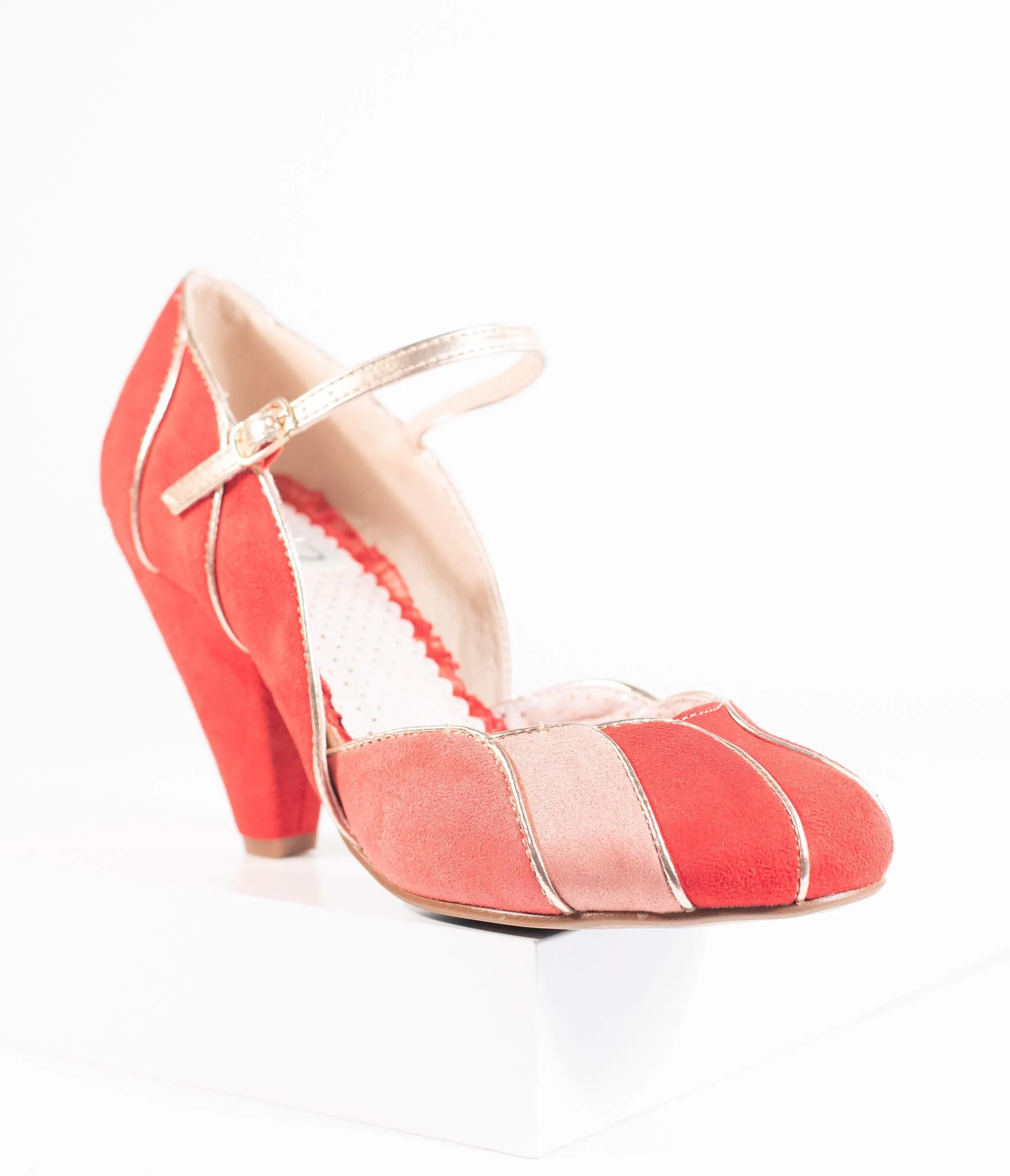 Bettie Page 1950s Red Suede Kathryn Heels