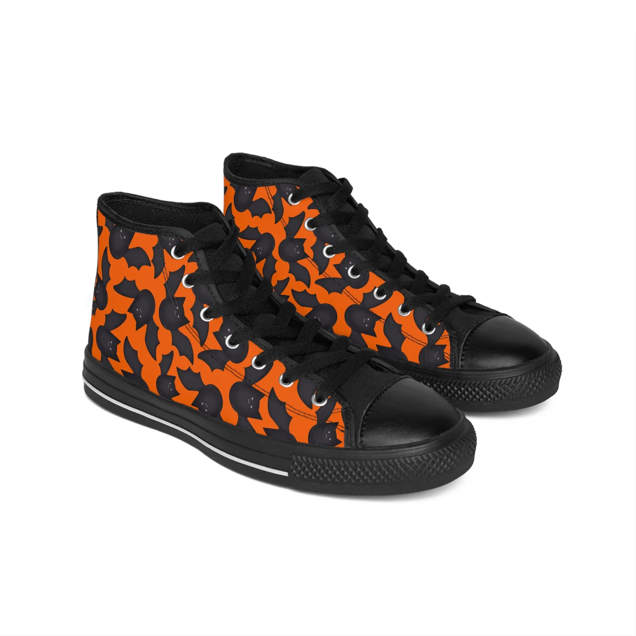 Black Bats Orange Background Women's Classic Sneakers