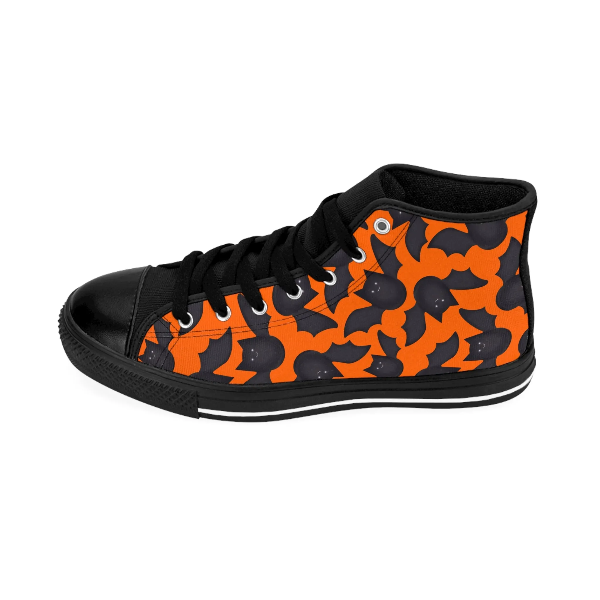 Black Bats Orange Background Women's Classic Sneakers