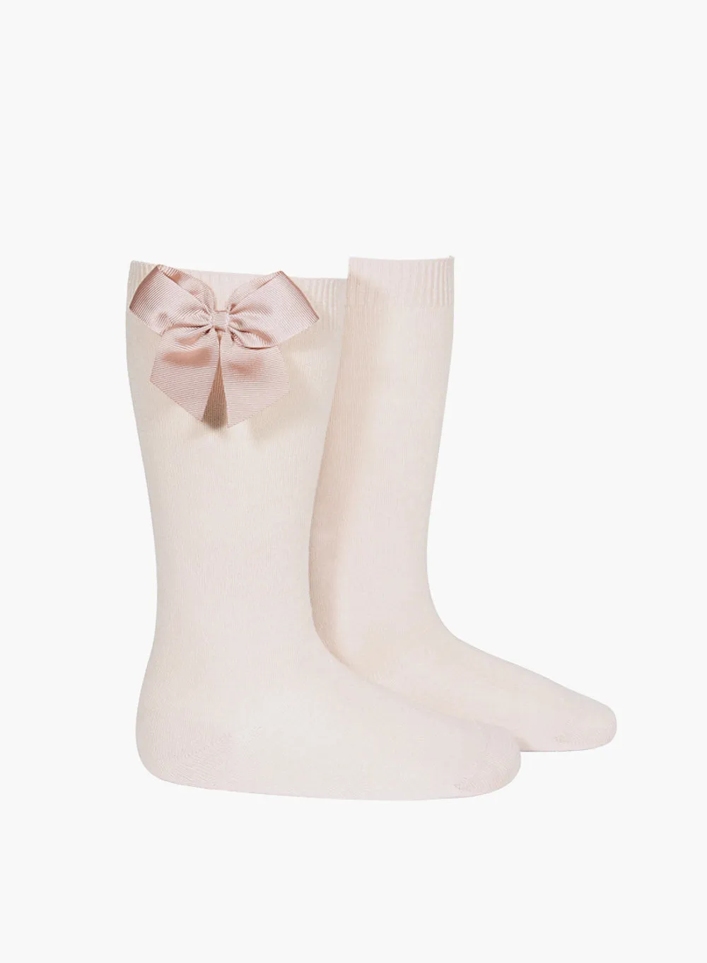 Bow Knee High Socks in Nude