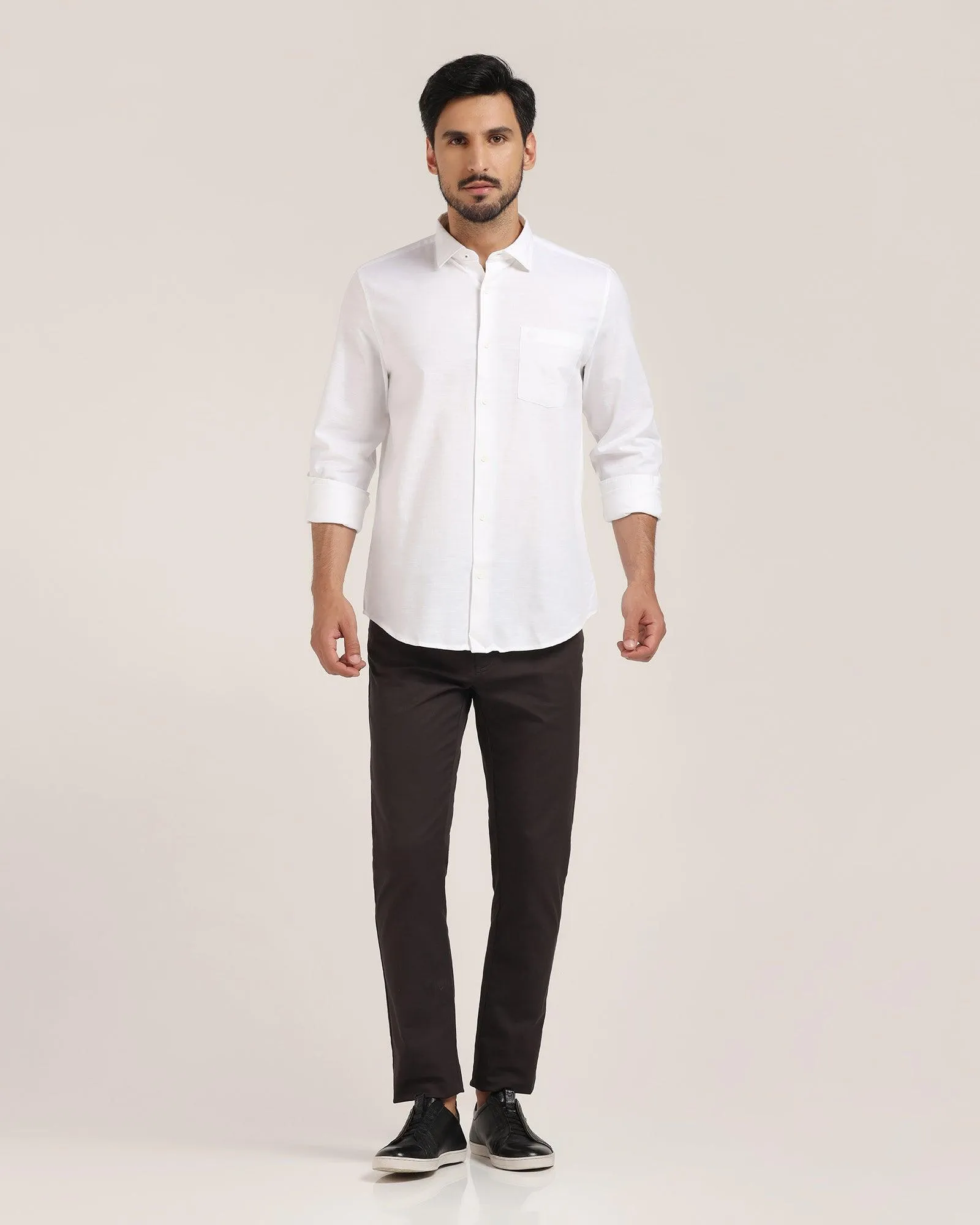 Casual White Solid Shirt - Creta