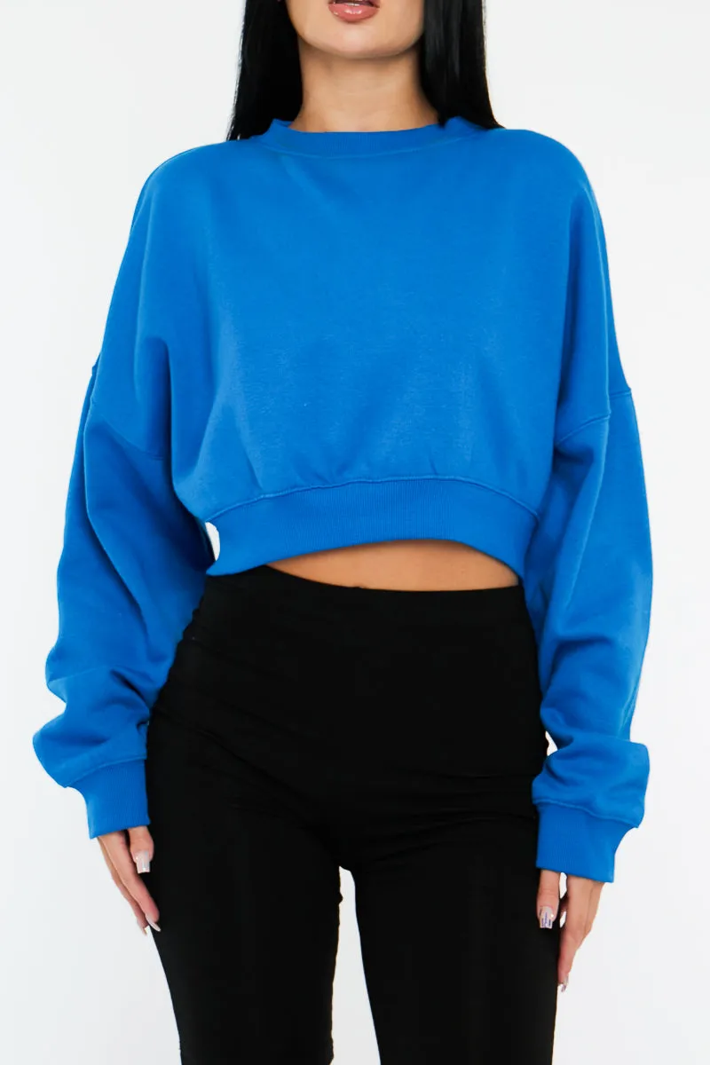 Cobalt Blue Cropped Sweatshirt - Kieva