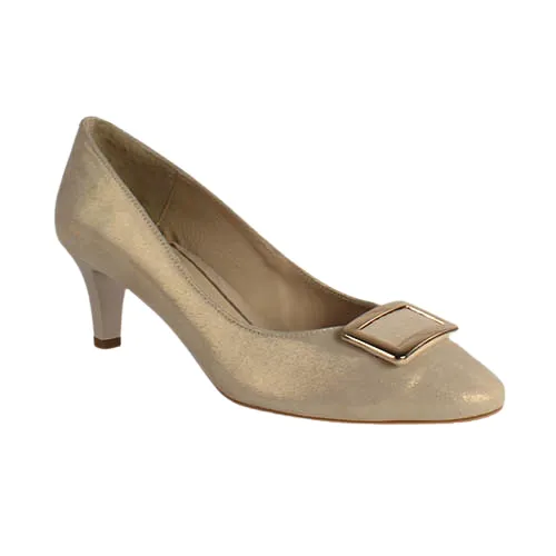 Emis Ladies Low Heeled Pumps - 8187 - Gold