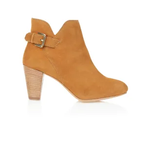 Emma Suede Leather Heels - Tan