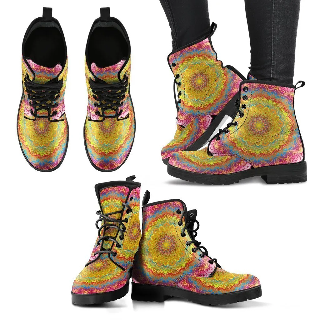 Girly Mandala Leather Boots