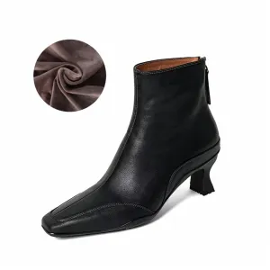 LeatherLust Square-Toe Plush-Lined Luxury Boots