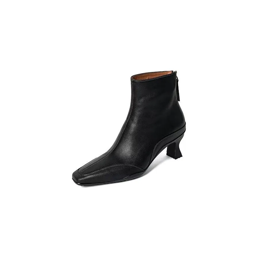 LeatherLust Square-Toe Plush-Lined Luxury Boots