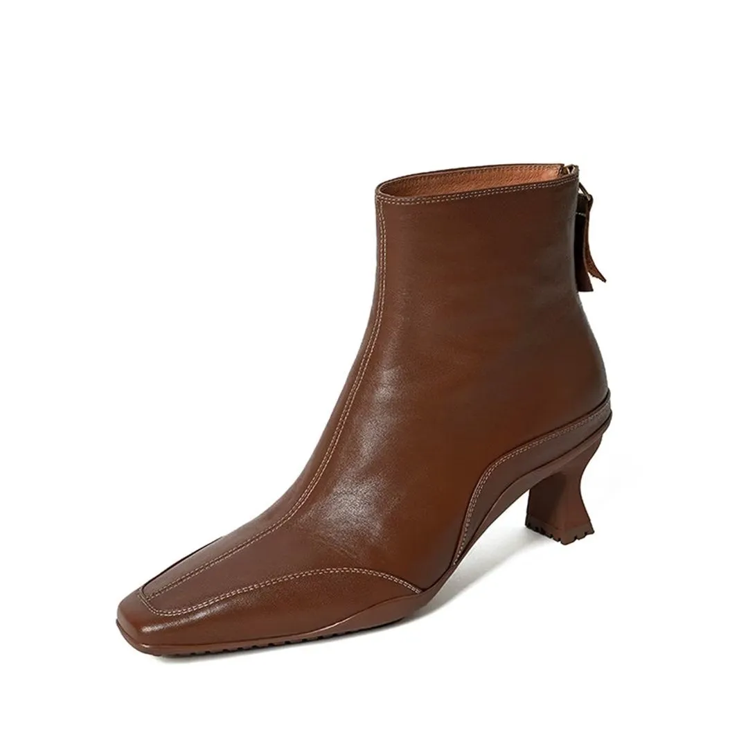 LeatherLust Square-Toe Plush-Lined Luxury Boots