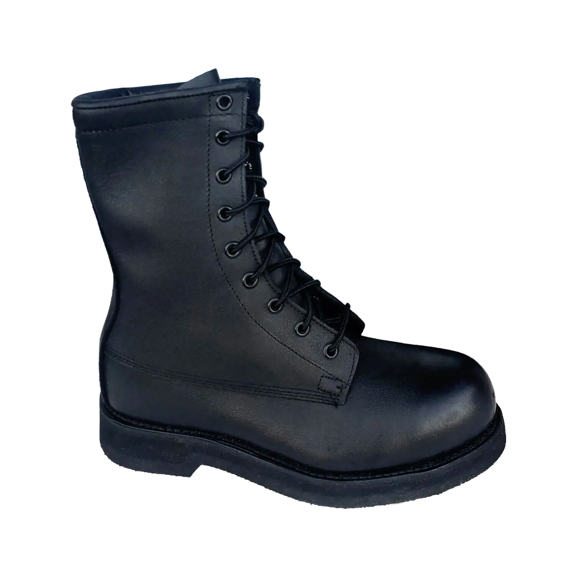 Men's Military Black Leather Safety Toe Boots - Addison 731018