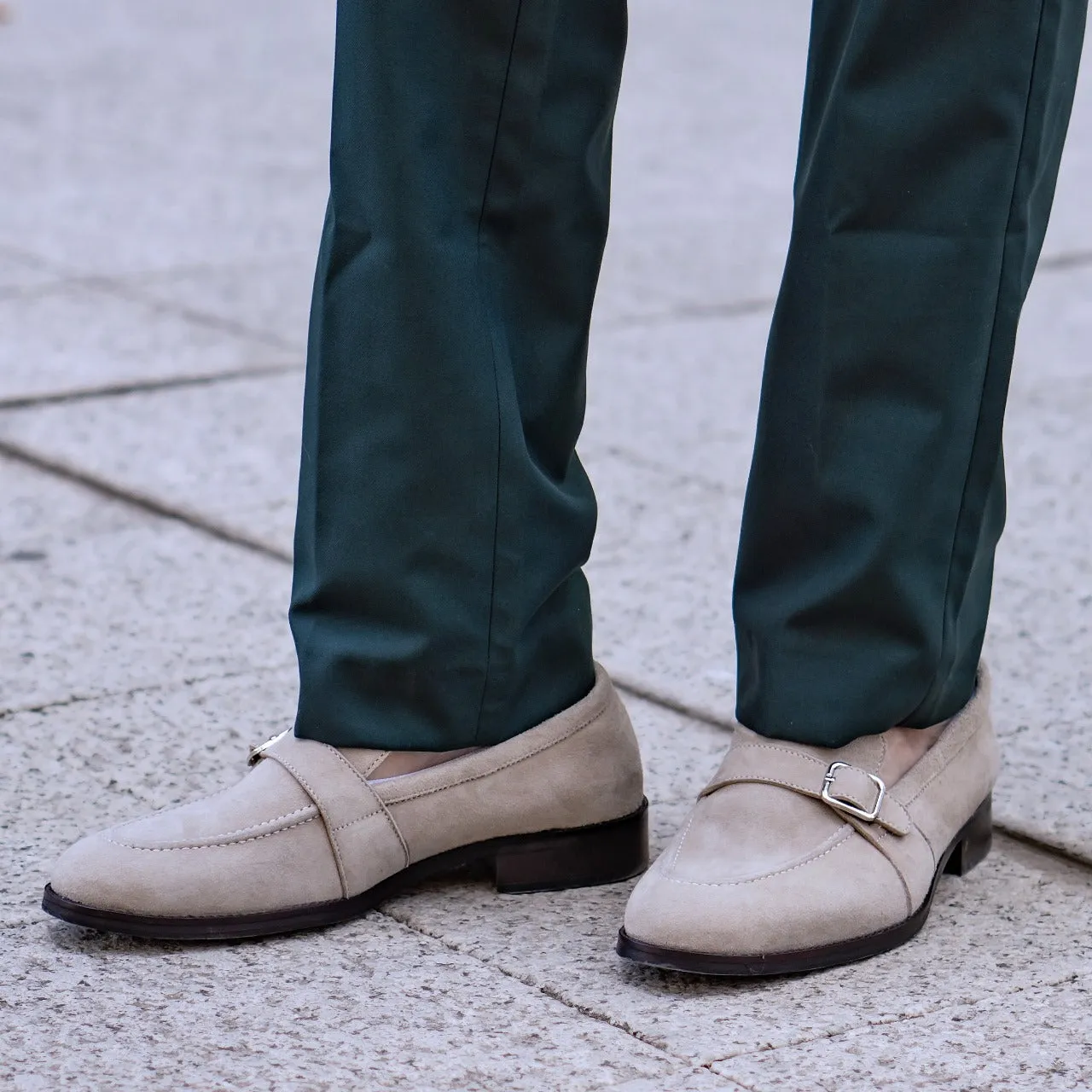 Mylie - Men's Beige Kid Suede Loafer