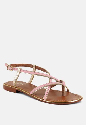 PHEOBE Strappy Pink Flat Sandals