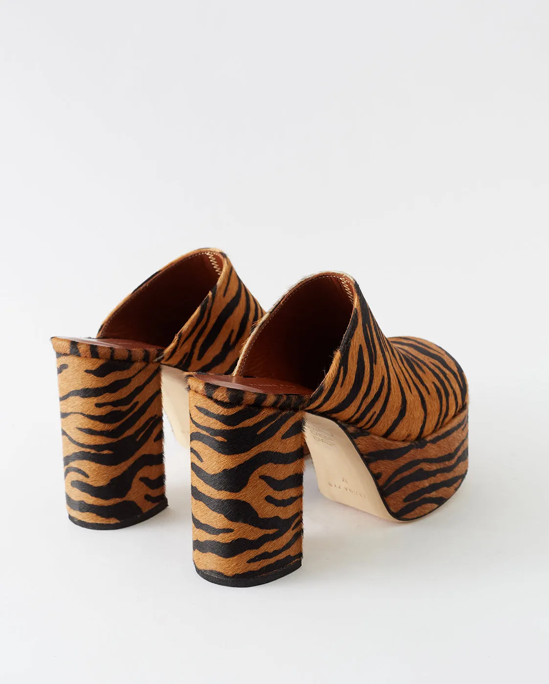 Polly Platform Calfhair Print Brown