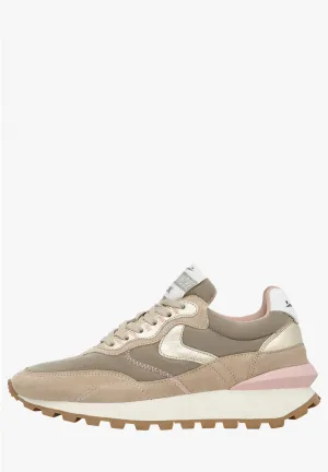 QWARK HYPE SUEDE NYLON SNEAKER - BEIGE/PLATINUM