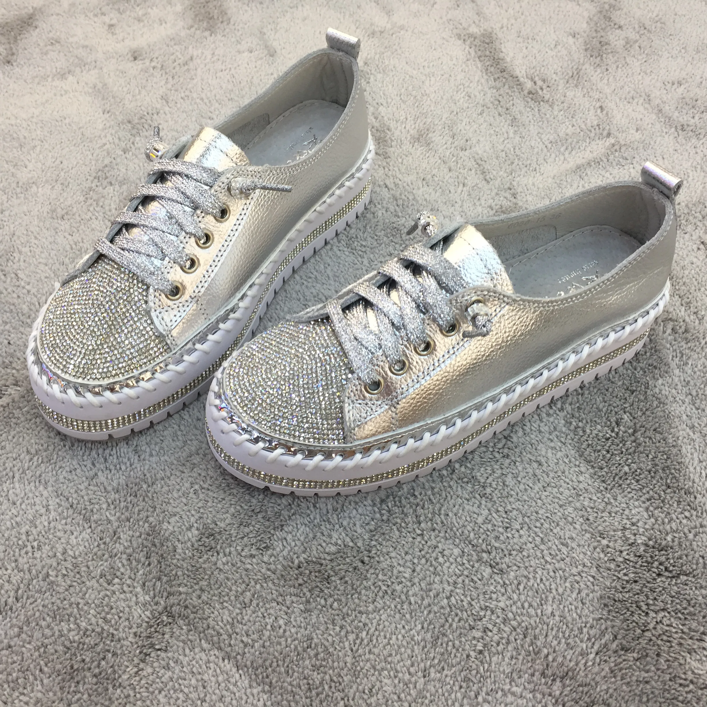 SKY leather crystal sneakers