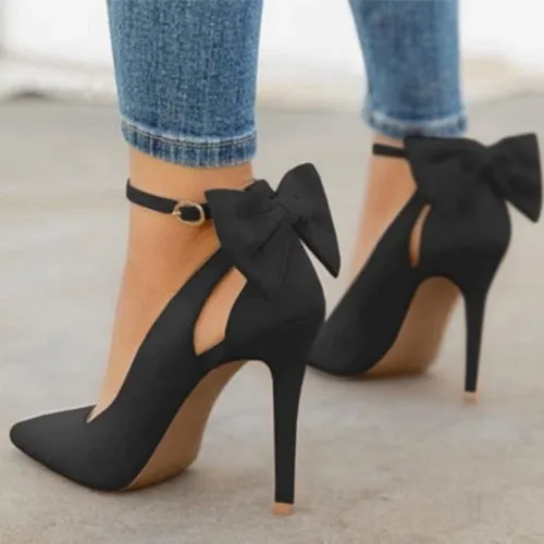 Trendy Pointed Toe Buckle Strap Bowknot High Heel