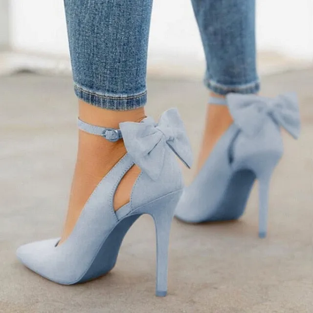 Trendy Pointed Toe Buckle Strap Bowknot High Heel