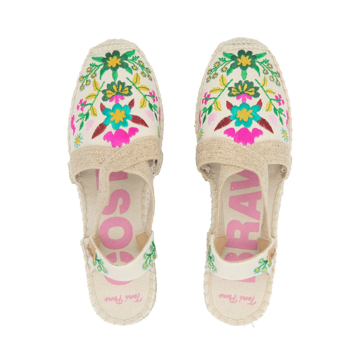 Vegan Multicolored Embroidery Wedges Espadrille For Women - Montjoi