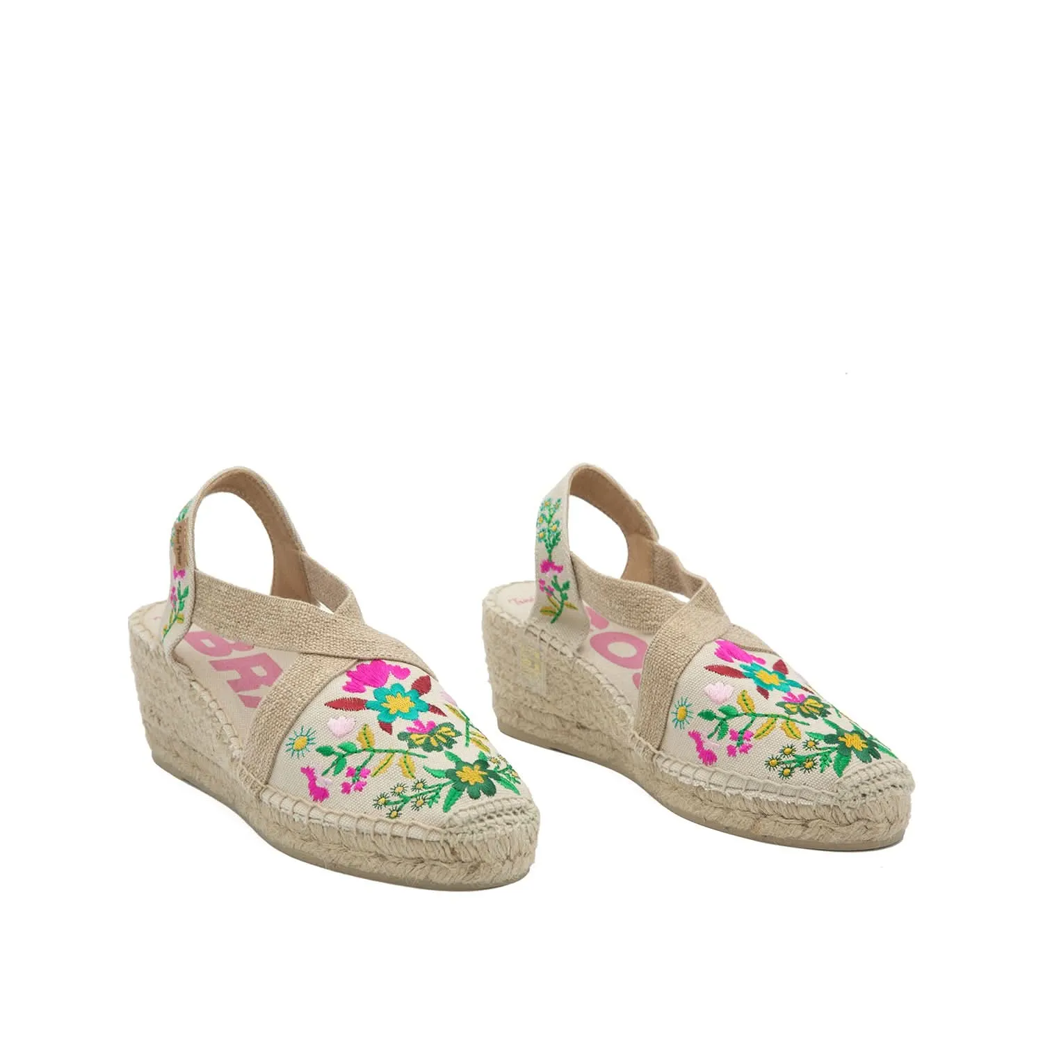 Vegan Multicolored Embroidery Wedges Espadrille For Women - Montjoi