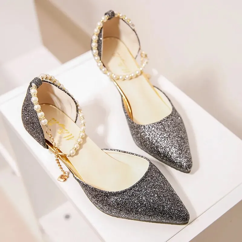 Women Trend Pointed Toe Wedding Bride High Heels Shoes Female Party Mules Elegant Women Pumps - WSHP50096