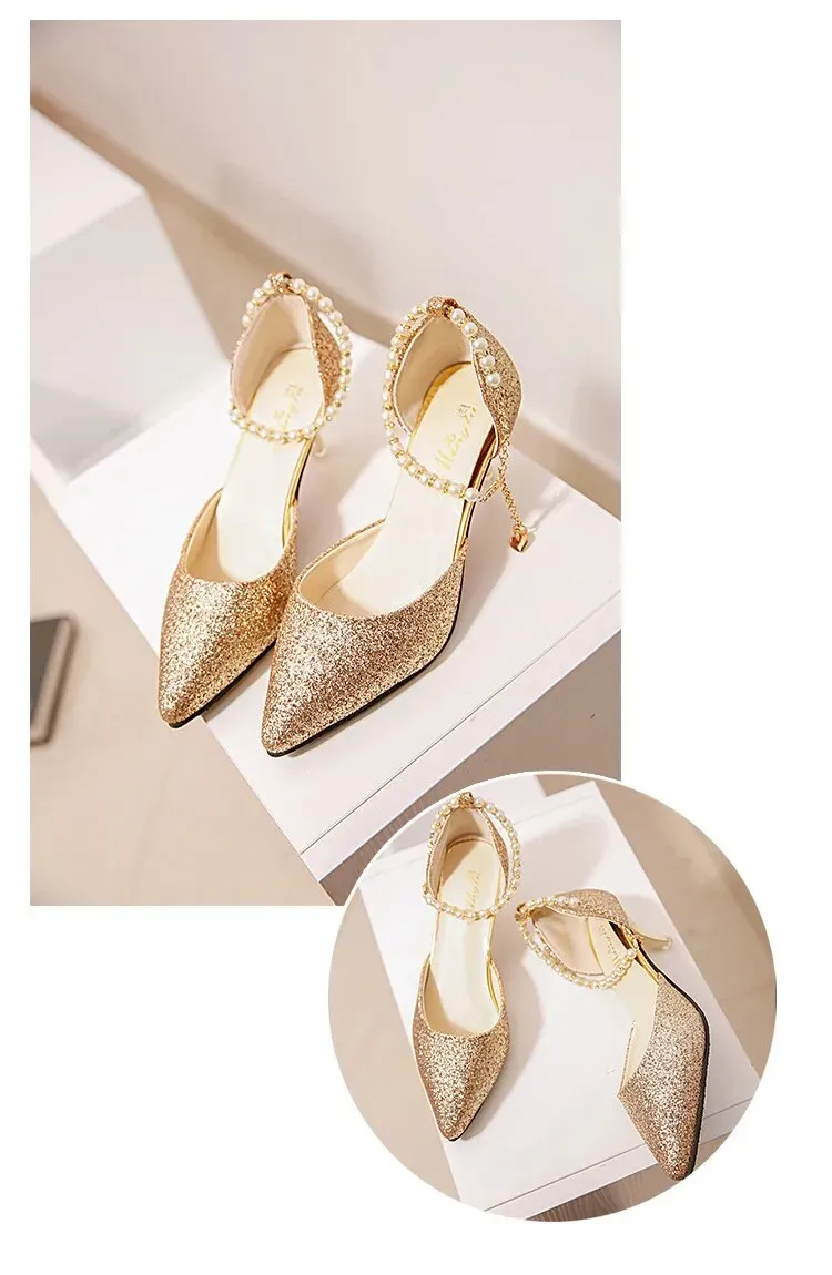 Women Trend Pointed Toe Wedding Bride High Heels Shoes Female Party Mules Elegant Women Pumps - WSHP50096